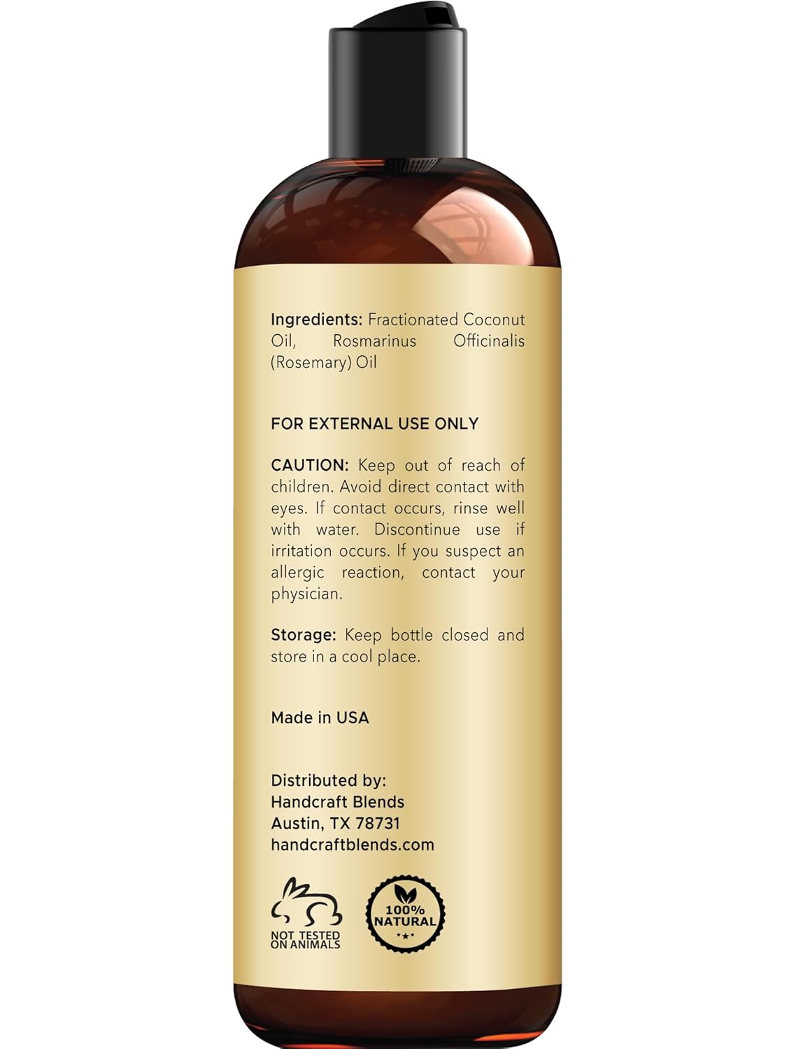 Handcraft Blends Fractionated Coconut Oil Infused with Rosemary - 8 Fl Oz - 100% Pure and Natural - Premium Grade Carrier for Skin, Hair and Massage - Image 3