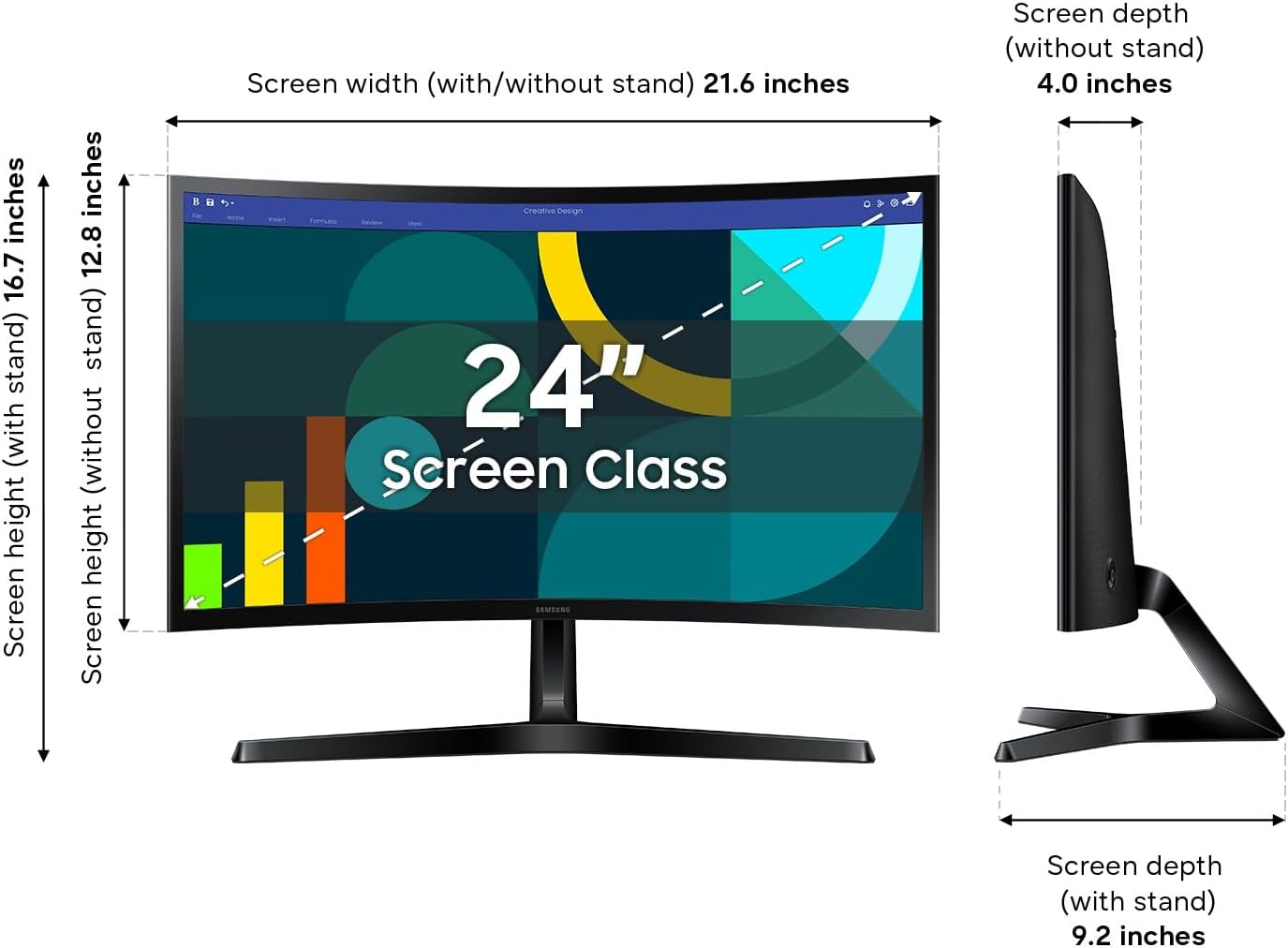 Samsung 24" Essential S3 (S36GD) Series FHD 1800R Curved Computer Monitor, 100Hz, Game Mode, Advanced Eye Comfort, HDMI and D-sub Ports, LS24D366GANXZA - Image 3