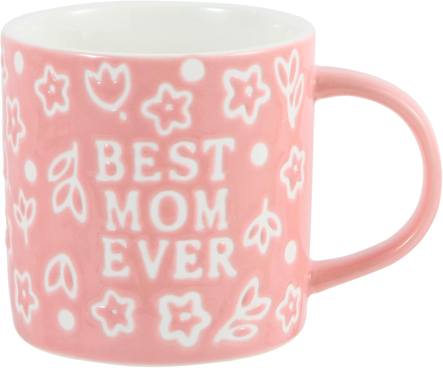 Tergi Mothers Day Gifts - Best Mom Ever Mug Gifts for Mom - Floral Embossed Pattern Ceramic Coffee Mug 13.5OZ