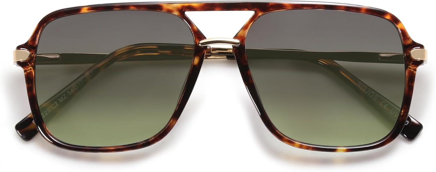SOJOS Sunglasses for Women & Men, Square, Retro, Polarized Lens, Trendy Aviator, 90s Shades - Image 3