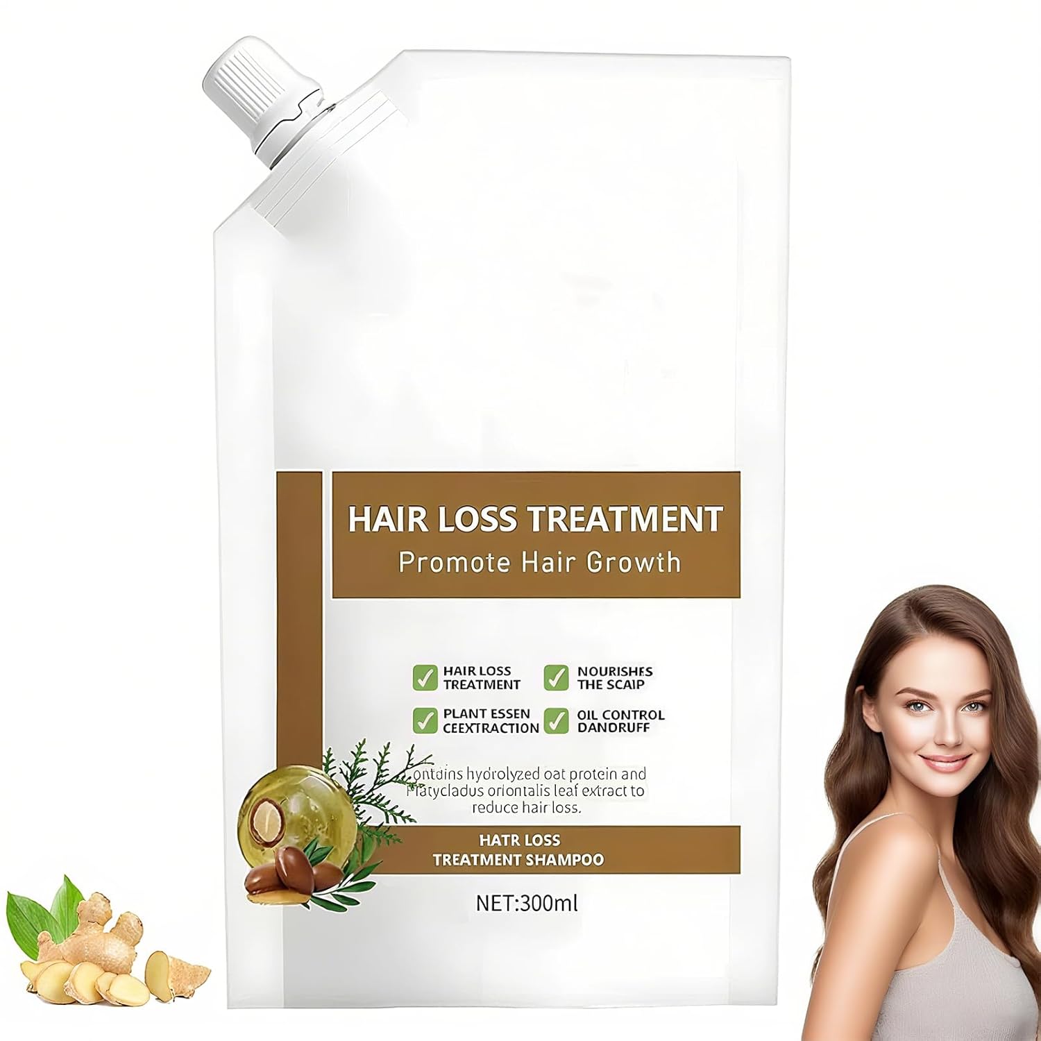 Anti-Hair Fall Hair Loss Shampoo, Promote Hair Growth Shampoo, Rich in Various Plant Extracts, for All Hair Types (300ml / 1 Bottle)