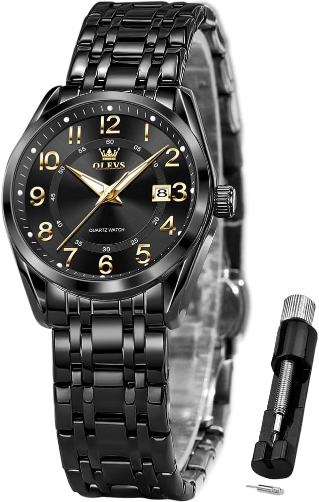 OLEVS Womens Watches Classic Dress Quartz Female Wristwatch Ladies Stainless Steel Waterproof Luminous Date Easy Read Watch for Lady