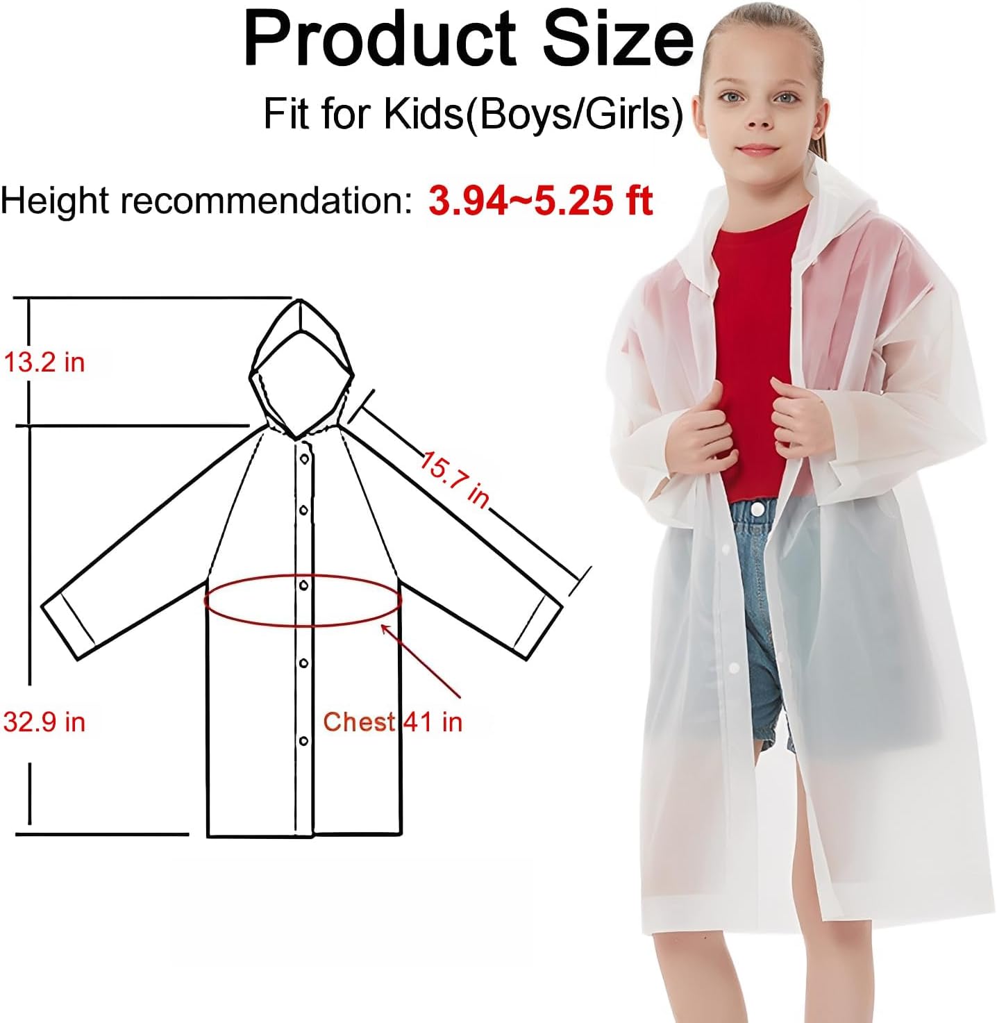 Rain Ponchos Raincoats for Kids, Reusable Boys Girls Rain Jackets Emergency with Hood for Family Disney Travel Outdoor - Image 2