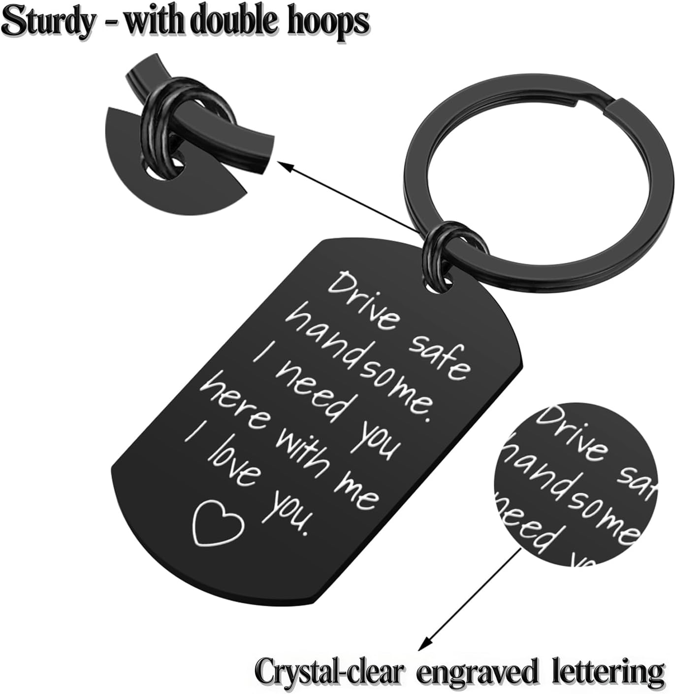 Drive Safe Keychain for Boyfriend - Drive Safe Handsome I Need You Here With Me Keyring Birthday Valentine’s Day Gifts for Him Boyfriend Husband Gifts - Image 2