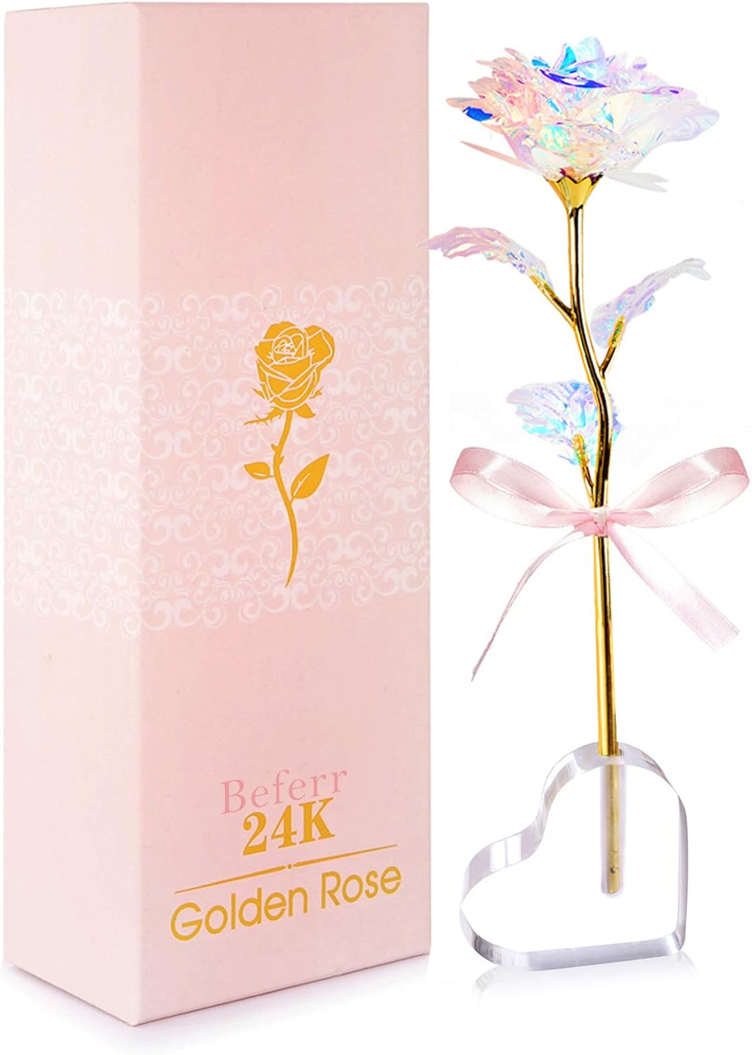 Mothers Day Mom Gifts for Women Grandma, Artificial Forever Birthday Flowers Galaxy Glass Eternal Roses with Heart Shaped Crystal Vase, Mother's Day Anniversary Wedding Rose Gifts for Wife Sister