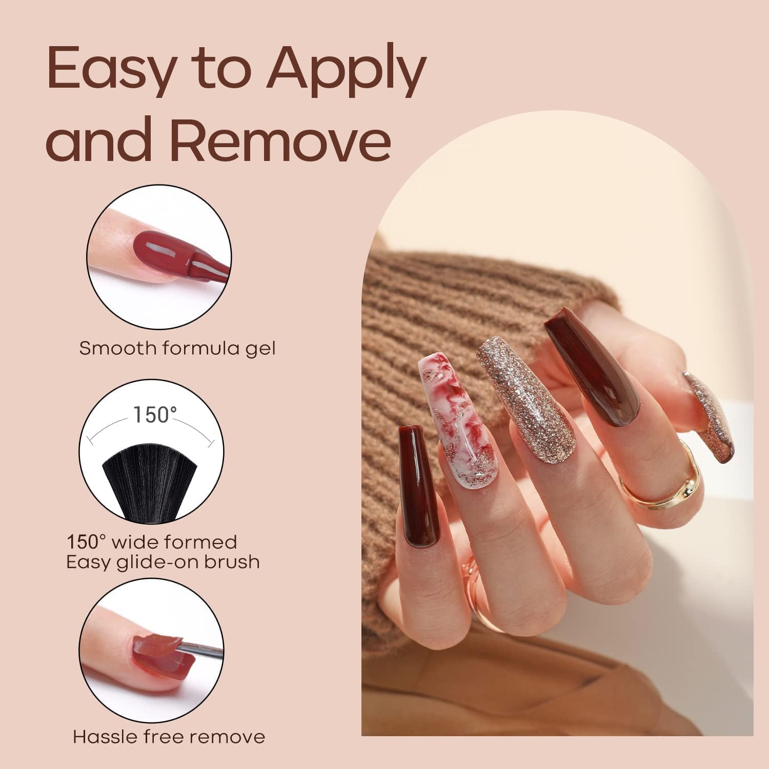 modelones Gel Nail Polish Kit -6 Colors Nude Pink Milky White Spring Gel Polish Set Skin Tones Neutral Brown Soak Off Gel Nail Kit Manicure DIY Nail Art Salon Home Gift - Image 7