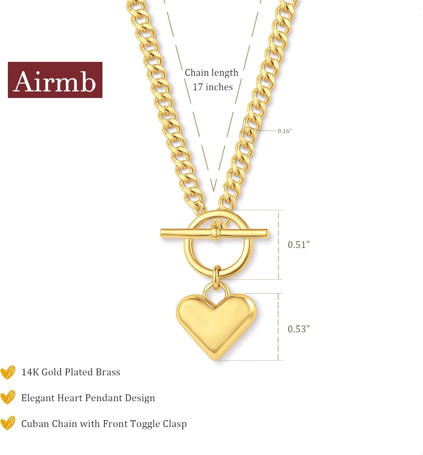 Airmb Heart Necklace for Women Gold/Silver Plated Trendy Heart Choker Lover Pendant Hypoallergenic Fashion Gold/Silver Necklace for Women Love Jewelry Gift for Women Girlfriend - Image 4