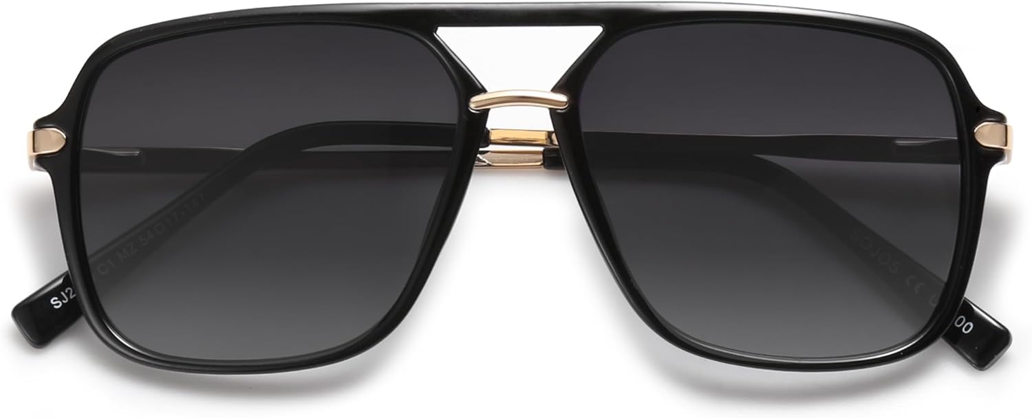 SOJOS Sunglasses for Women & Men, Square, Retro, Polarized Lens, Trendy Aviator, 90s Shades - Image 3