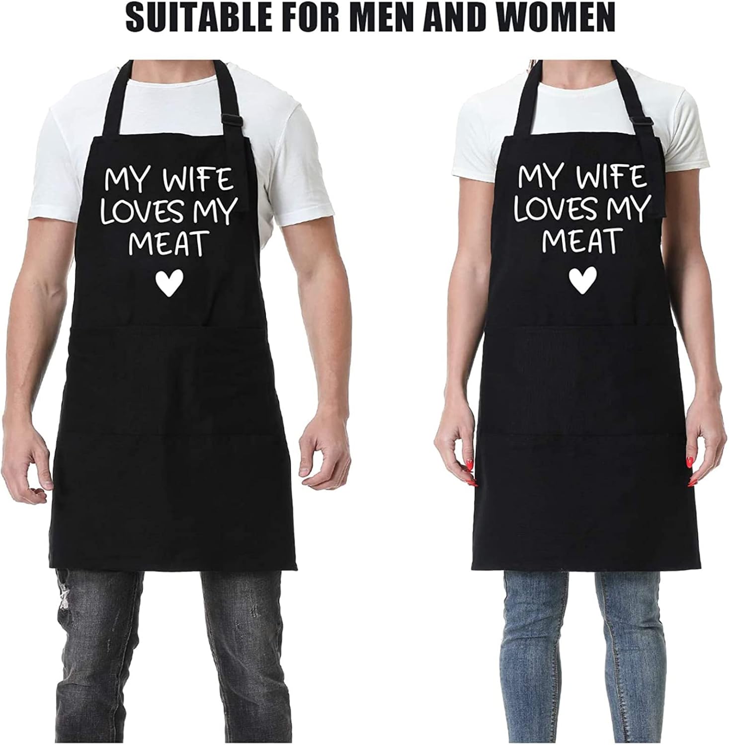 Fairy's Gift Funny Husband Apron, Men's Anniversary, Fathers Day, Cool Birthday Gifts for Him Husband, Gifts from Wife, Manly Presents for Men, Grilling Kitchen Aprons w/Pockets for Cooking Hubby Him - Image 5