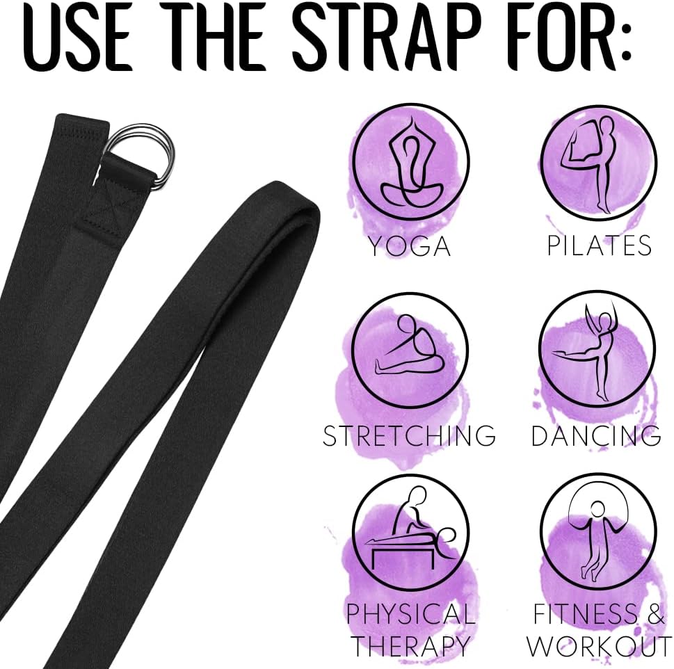 TECEUM Yoga Strap & Mat Strap – 2 IN 1 – Cotton – 6 ft 8 ft 10 ft (30+ colors) – Adjustable Non-Slip Belt for Yoga, Pilates, Stretching, Physical Therapy, Fitness & Home Workout – For Carrying Mats - Image 8