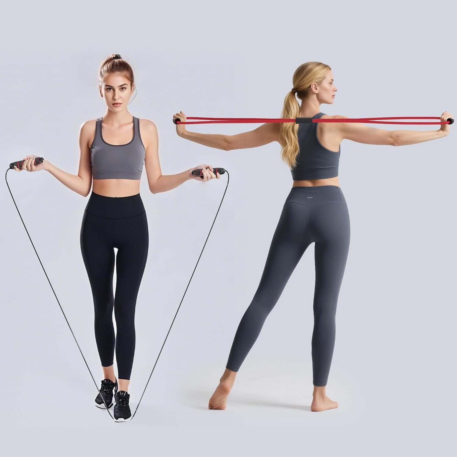 Readaeer Ab Roller Wheel, Ab Exercise Wheels Kit with Ab Roller, Resistance Bands, Knee Mat, Jump Rope, Push-Up Bar - Image 7