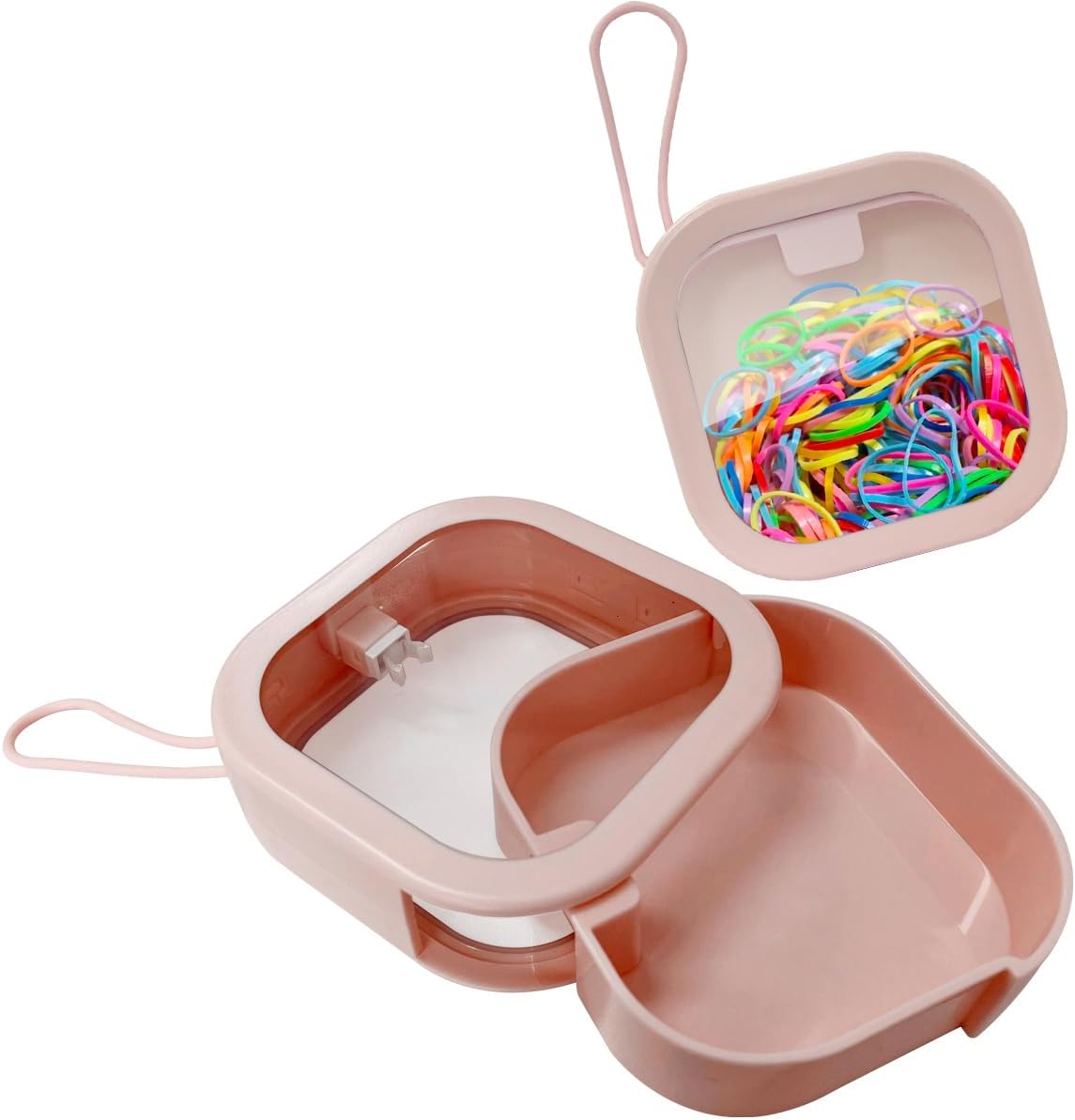 KVZVK 2 Pack Hair Tie Organizer Boxes,Portable Travel Hair Accessory Storage Organizer for Girls Womens Hair Tie , Cotton Swab ,Small Items Accessories Holder Containers - Image 2