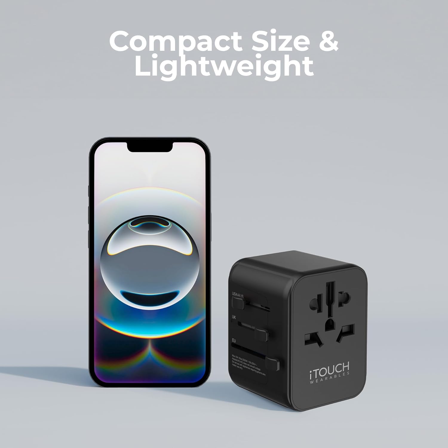 iTOUCH Universal Travel Adapter – Worldwide All-in-One Charger with USB-C & 3 USB-A Ports, Covers 150+ Countries (US/EU/UK/AU), Surge Protection, Safety Shutters, Compact Travel Charger - Image 6
