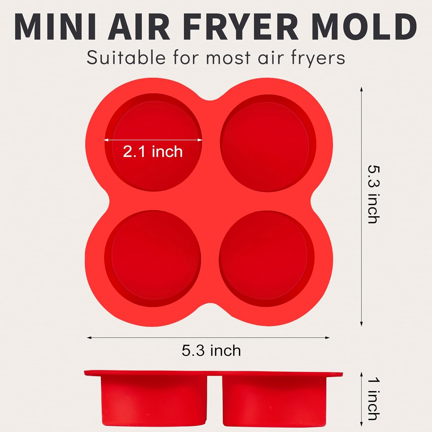 Puyeipt 2 Pack Air Fryer Egg Bite Molds, 4-Cup Mini Round Muffin Pans Silicone Baking Molds for for Oven, Air Fryer and Pot - Image 2
