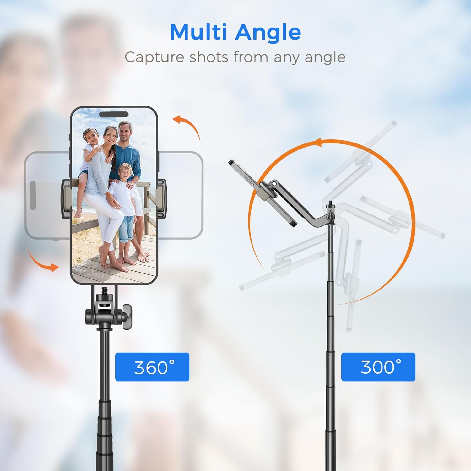 Selfie Stick Travel Tripod for Cell Phone with Remote Control and Phone Holder, Extendable Selfie Stick for iPhone, iPhone Tripod for Video Recording, 50 Inch, Black - Image 4