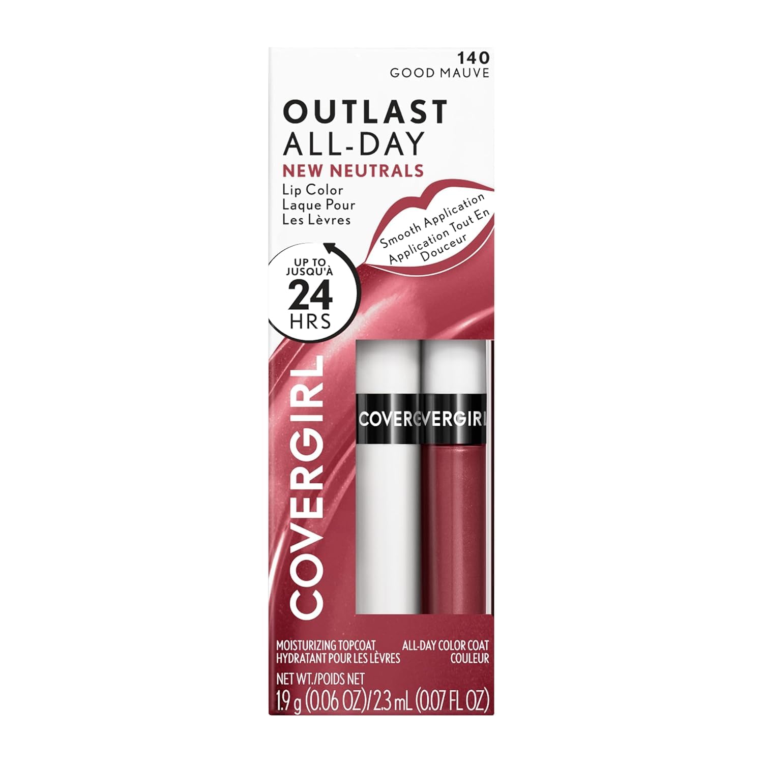Covergirl Outlast All-Day Lip Color with Moisturizing Topcoat, New Neutrals Shade Collection, Good Mauve, Pack of 1 - Image 2