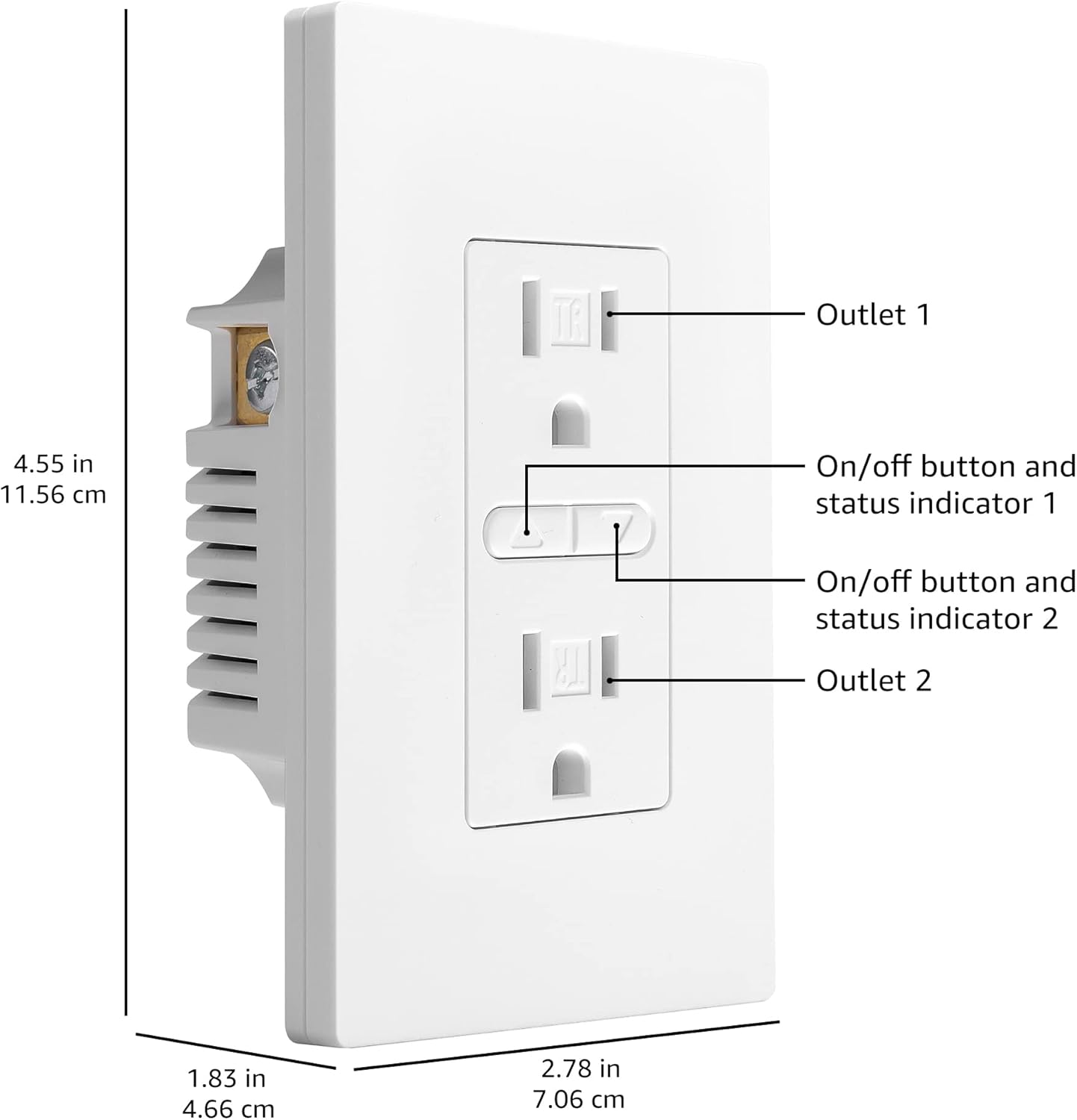 Amazon Basics Smart In-Wall Outlet, Works with Alexa Only, Individually Controlled Outlets, Voice Control, WiFi, 15 Amps, 2.4 GHz, No Hub Required, White - Image 3