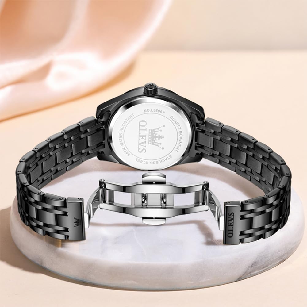 OLEVS Womens Watches Classic Dress Quartz Female Wristwatch Ladies Stainless Steel Waterproof Luminous Date Easy Read Watch for Lady - Image 9