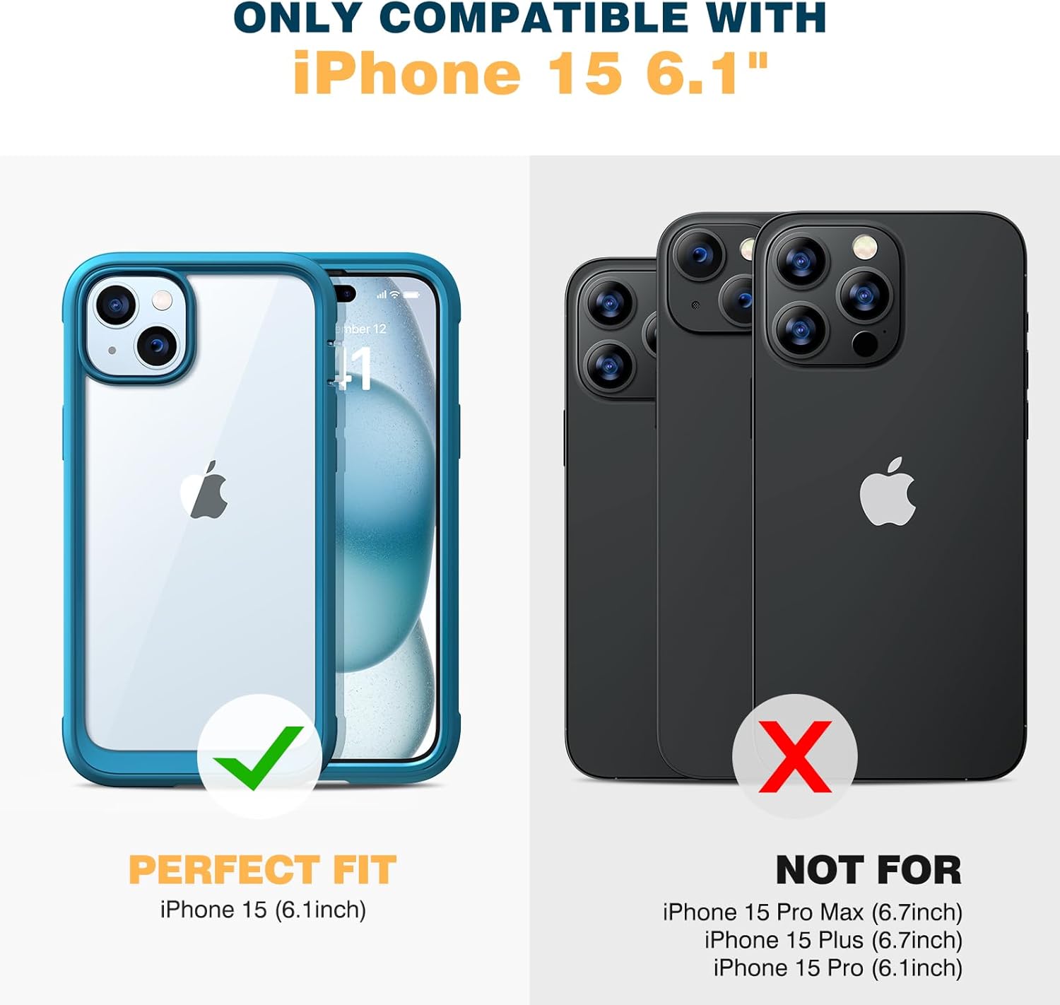 Diaclara Designed for iPhone 15 Case, Full Body Rugged Case with Built-in Touch Sensitive Anti-Scratch Screen Protector, with Camera Lens Protector for iPhone 15 6.1" (Wave Blue) - Image 7