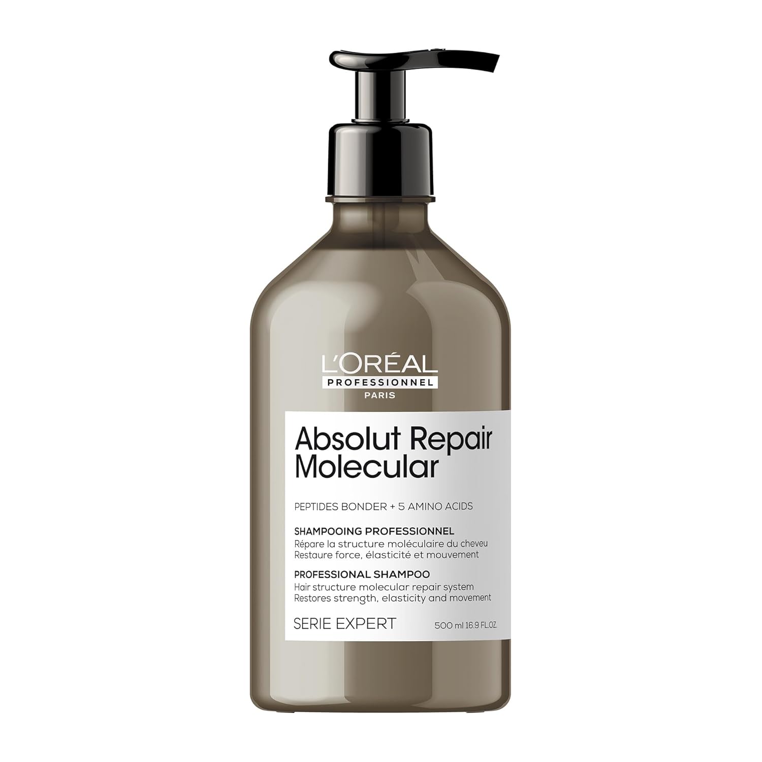 L'Oréal Professionnel Paris Absolut Repair Molecular Shampoo - Repairs Damage & Restores Strength For All Damaged Hair, With Peptide Bonder & Amino Acids, Sulfate-Free