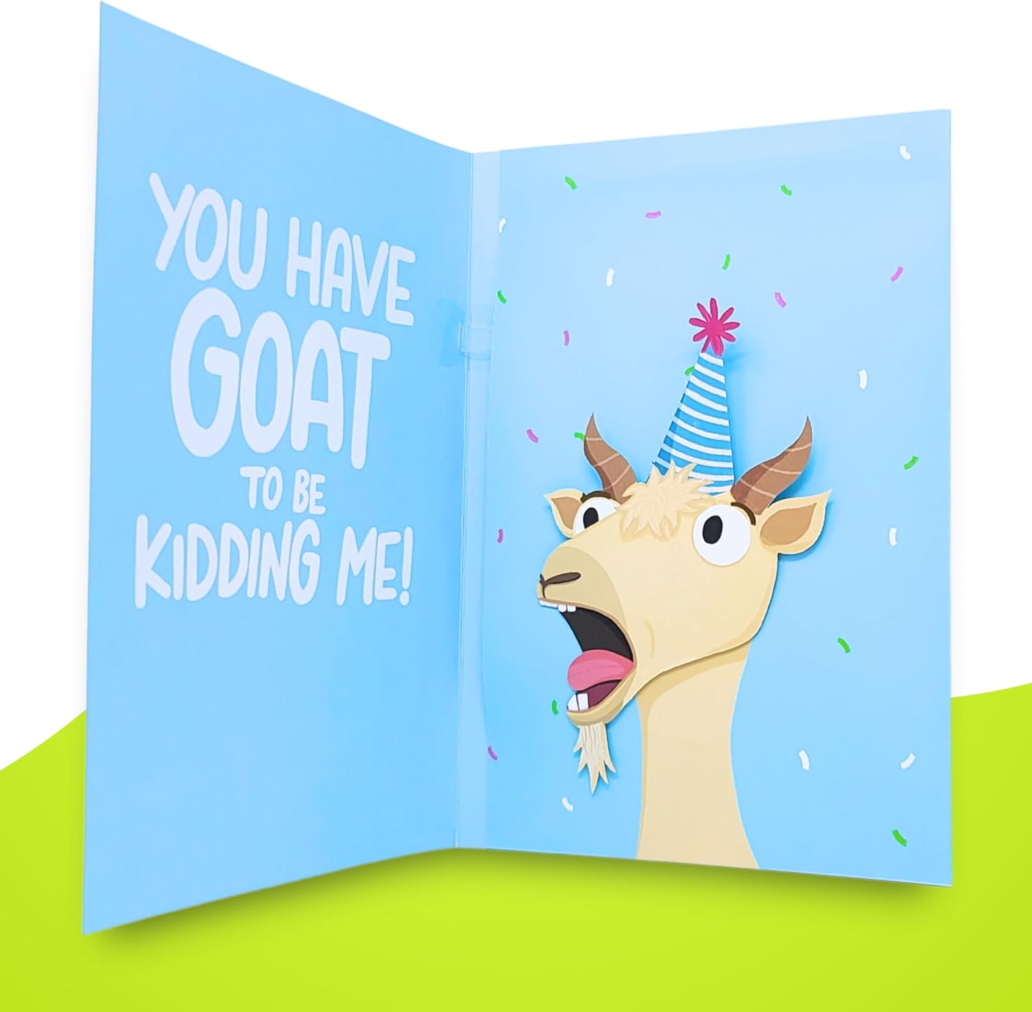 Good Egg Greetings Screaming Goat Birthday Card - Funny Birthday Card for Men Women Kids - Screaming Goat Meme Sound and Shaking Head Motion Bday Greeting Cards 5.25 x 8.18 Inch - Image 4