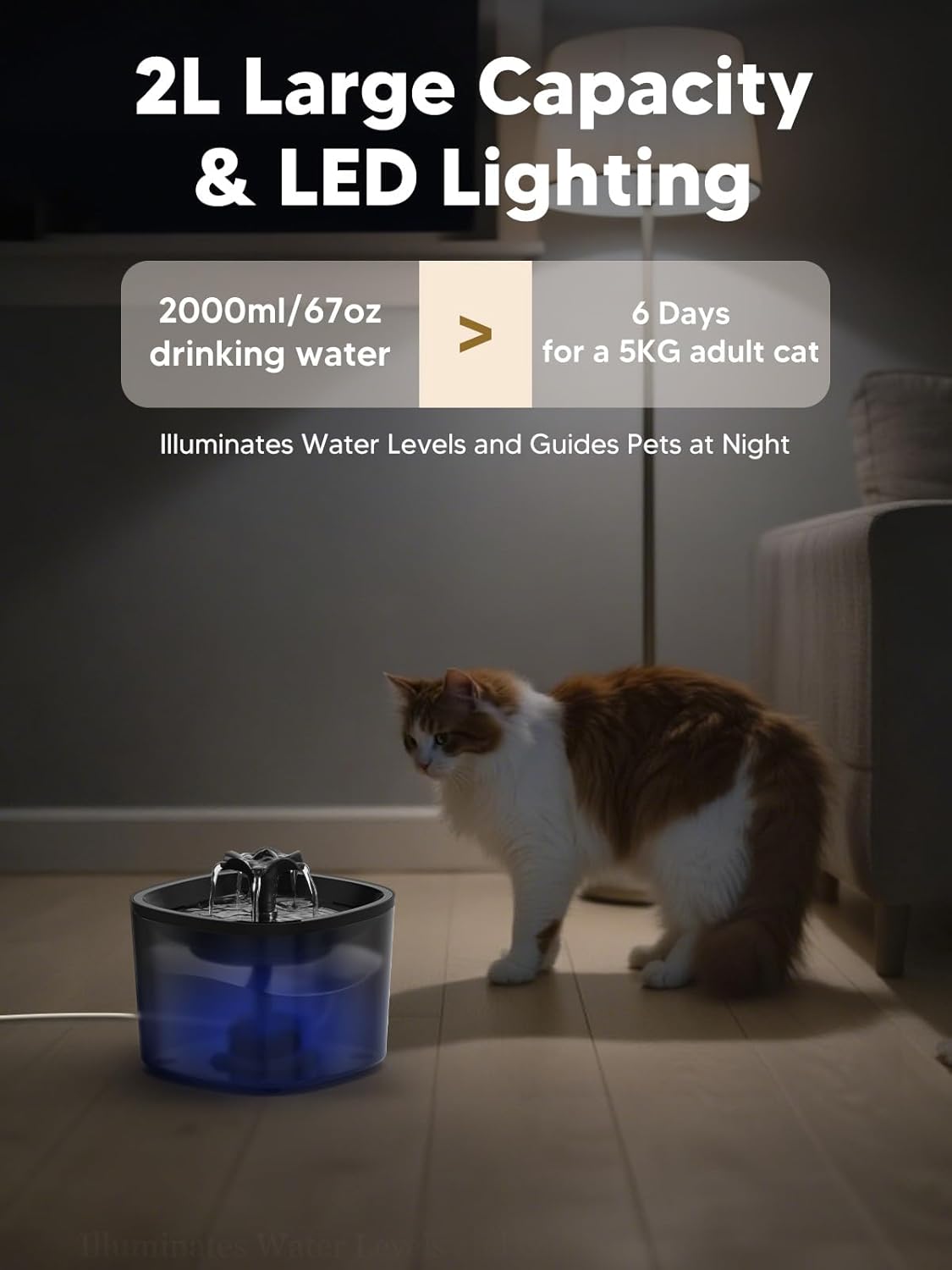 Automatic Cat Feeder and Water Fountain, 4L/16 Cups Timed Cat Dry Food Dispenser, 10s Meal Call, 20 Portions 6 Meals Per Day, 2L Cats Fountains for Drinking with Filter, Pet Feeder for Dog Black - Image 6