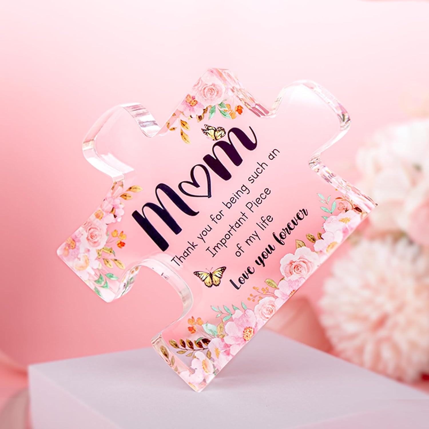 Mothers Day Gifts for Mom - Meaningful Acrylic Puzzle Piece Decor - Heartwarming Mom Birthday Gifts from Daughter Son, Mothers Day Gifts, Thoughtful Keepsake Plaque for Home Office Desk, 3.9 x 3.3 Inch - Image 2