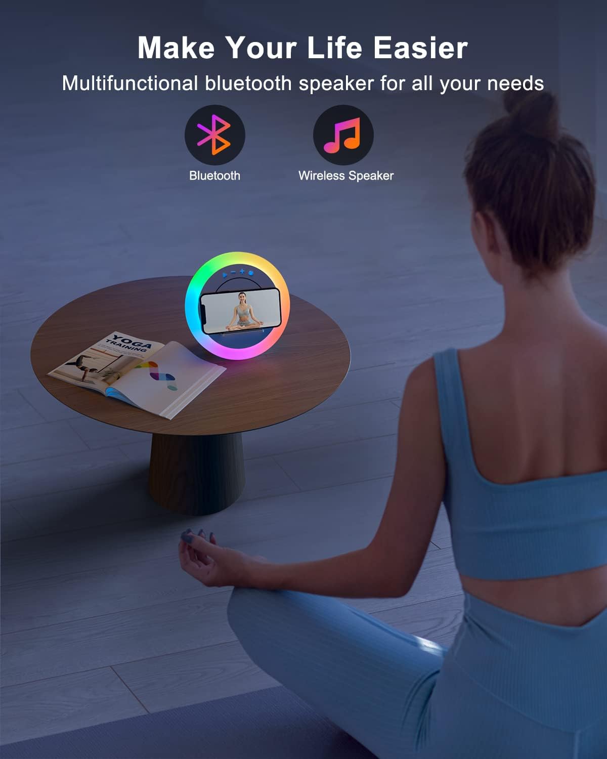 Swarmir Bluetooth Speaker with Lights, Wireless Charging Speaker, Best Birthday Gift Ideas Teenage,Applicable for Bedroom/Teen Girl Gifts(5W Wireless Charging) - Image 5