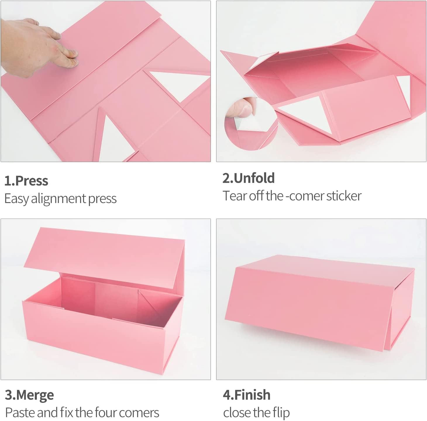 Pink Gift Box 10" x 6" x 3" with Magnetic Closure Lid Gift Boxe for Presents,Bridesmaid Gifts Boxes,Cute Box,Birthday Gift box,Luxury for Gift Packaging, Magnetic Gift Boxe for Wrapping Gifts (Pink) - Image 4