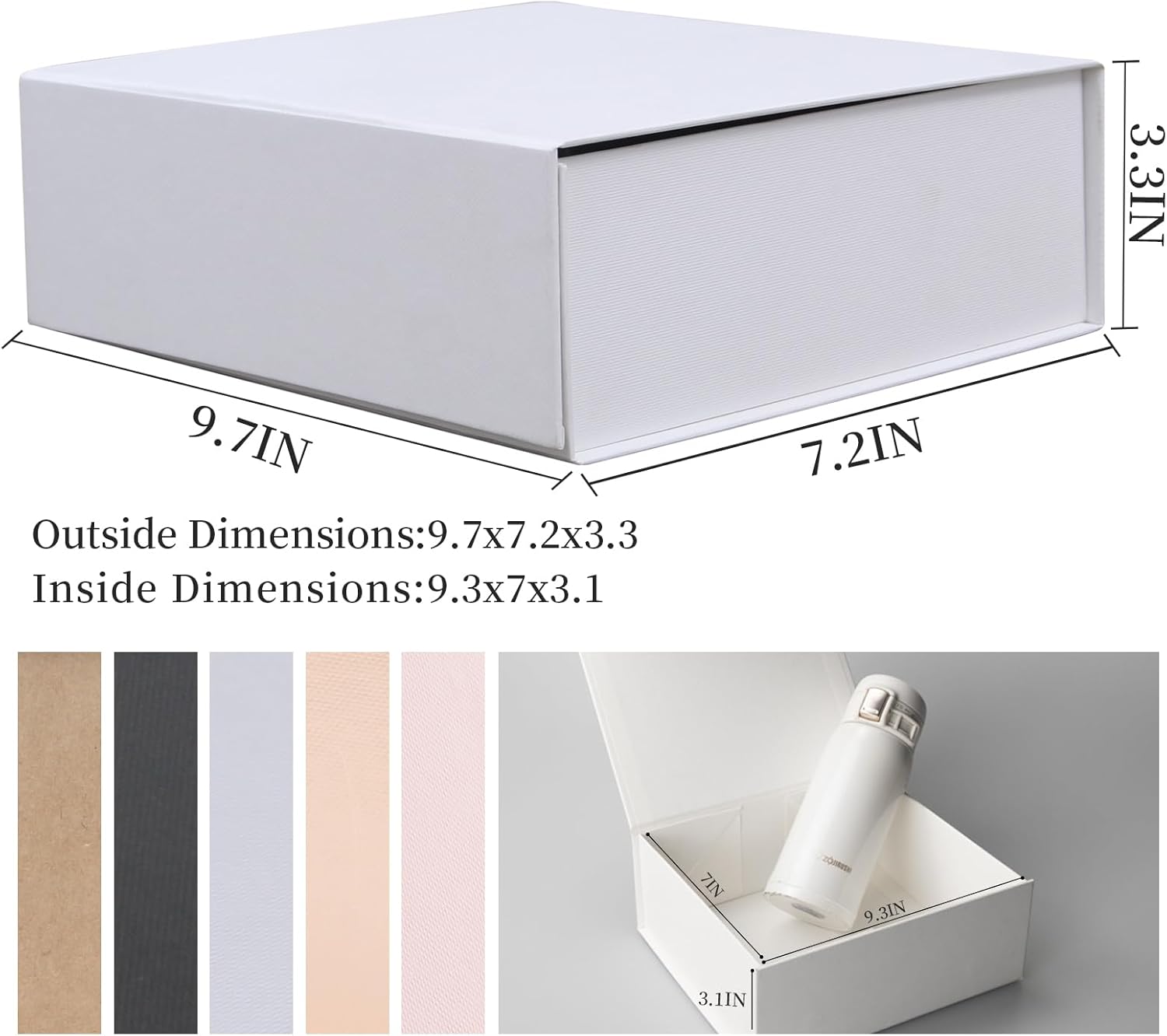 Rsgift White Gift Box with Lids,9.7x7.2x3.3 Inch Gift Boxes for Presents,Magnetic Closure boxes for Wedding,Birthday,Graduation Packaging - Image 2