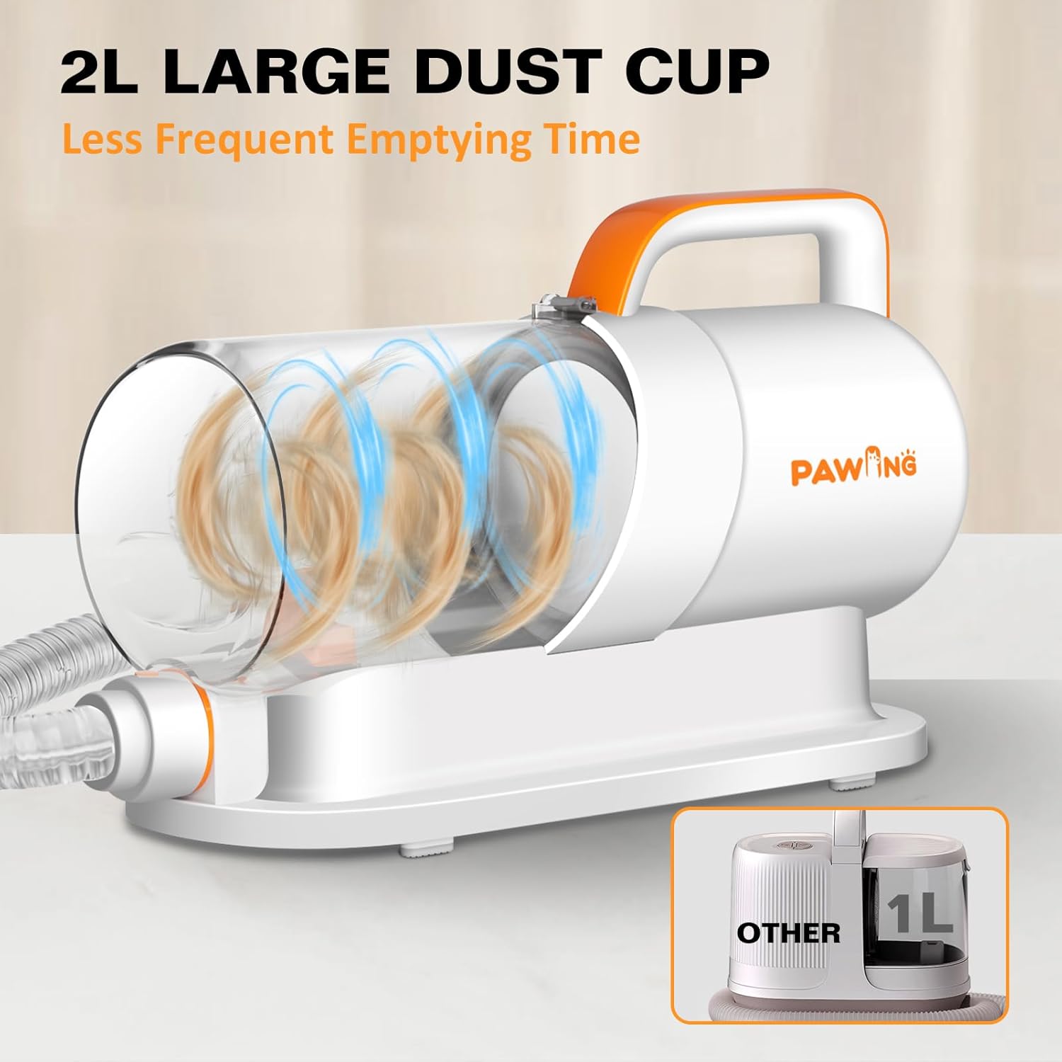 Pet Grooming Kit with Vacuum, All-in-1 Professional Deshedding Tools for Dogs & Cats - Low Noise Dogs Vacuum Cleaner with 2L Large Capacity Dust Cup for Shedding Pet Hair - Image 5