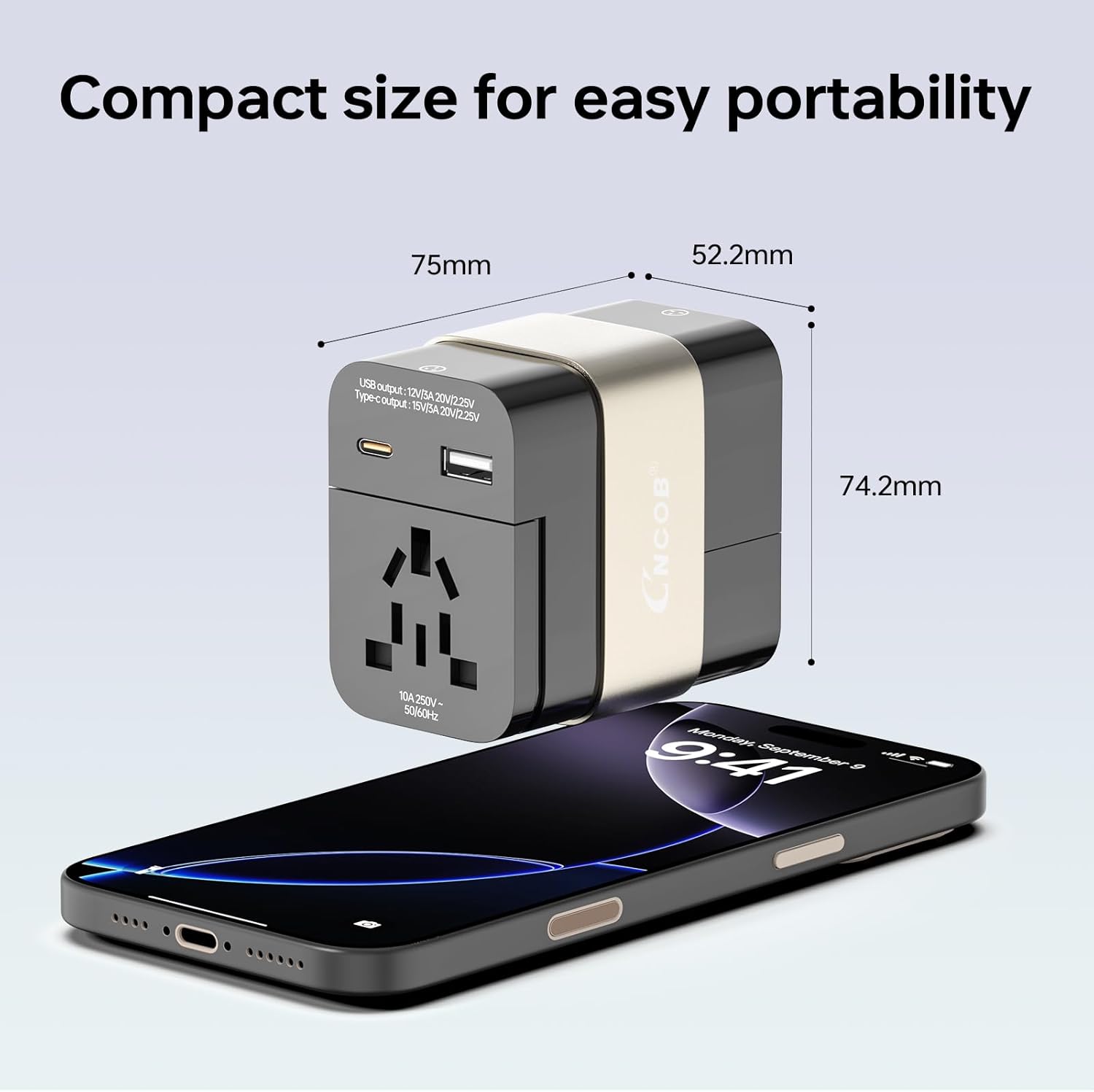 Universal Travel Adapter & Global Power Plugs & Outlets, GaN Fast Wall Charger with PD 3.0 USB-C & USB-A Ports, All-in-1 International Compact Adaptor for EU USA UK Aisa Hair Dryer Steam Iron Laptop - Image 8