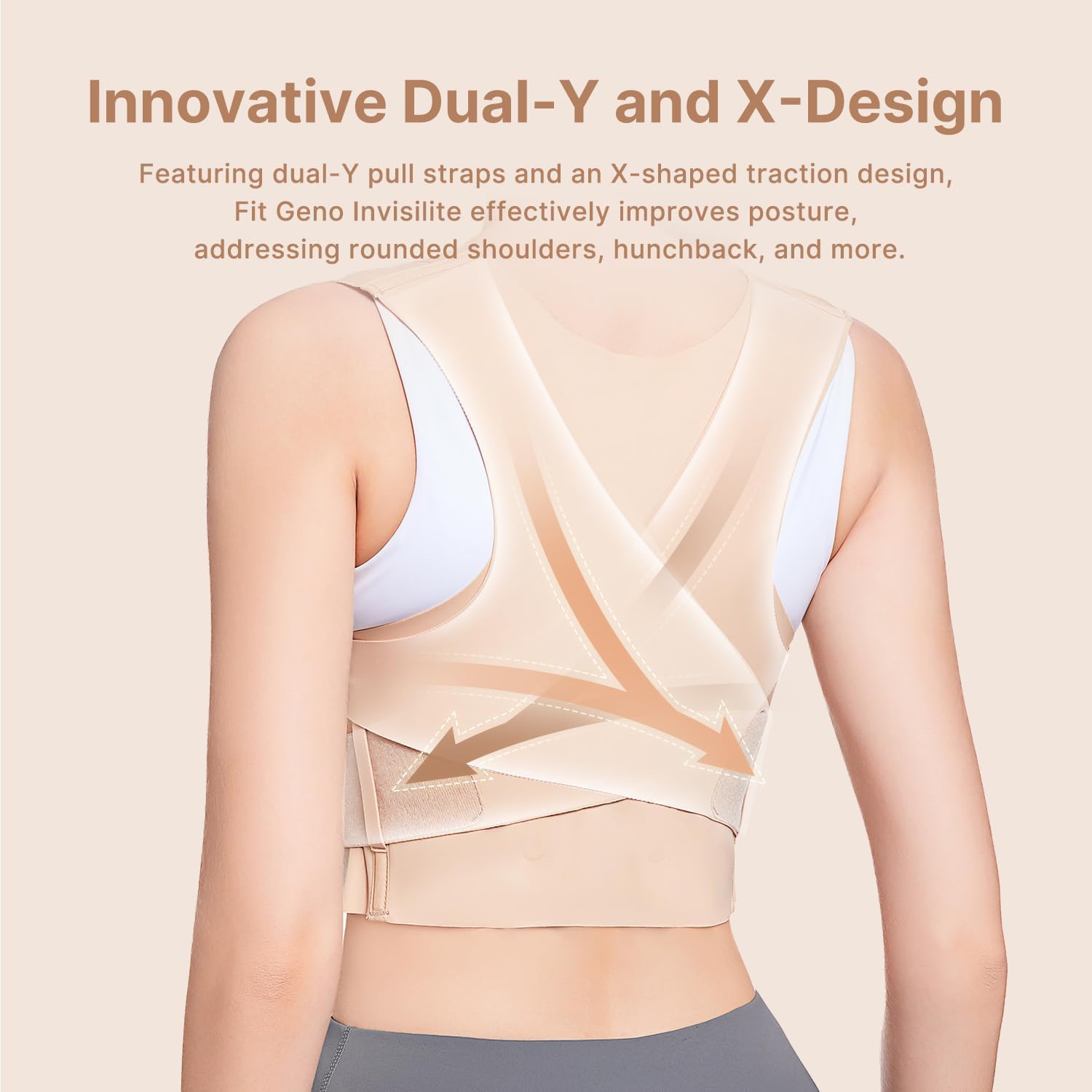 Fit Geno Posture Corrector for Women Invisilite: Invisible Lightweight Back Brace for Neck Shoulder & Upper Back Pain Relief - Improve Posture Correct Hunchback Slouching Under Clothes Large - Image 2