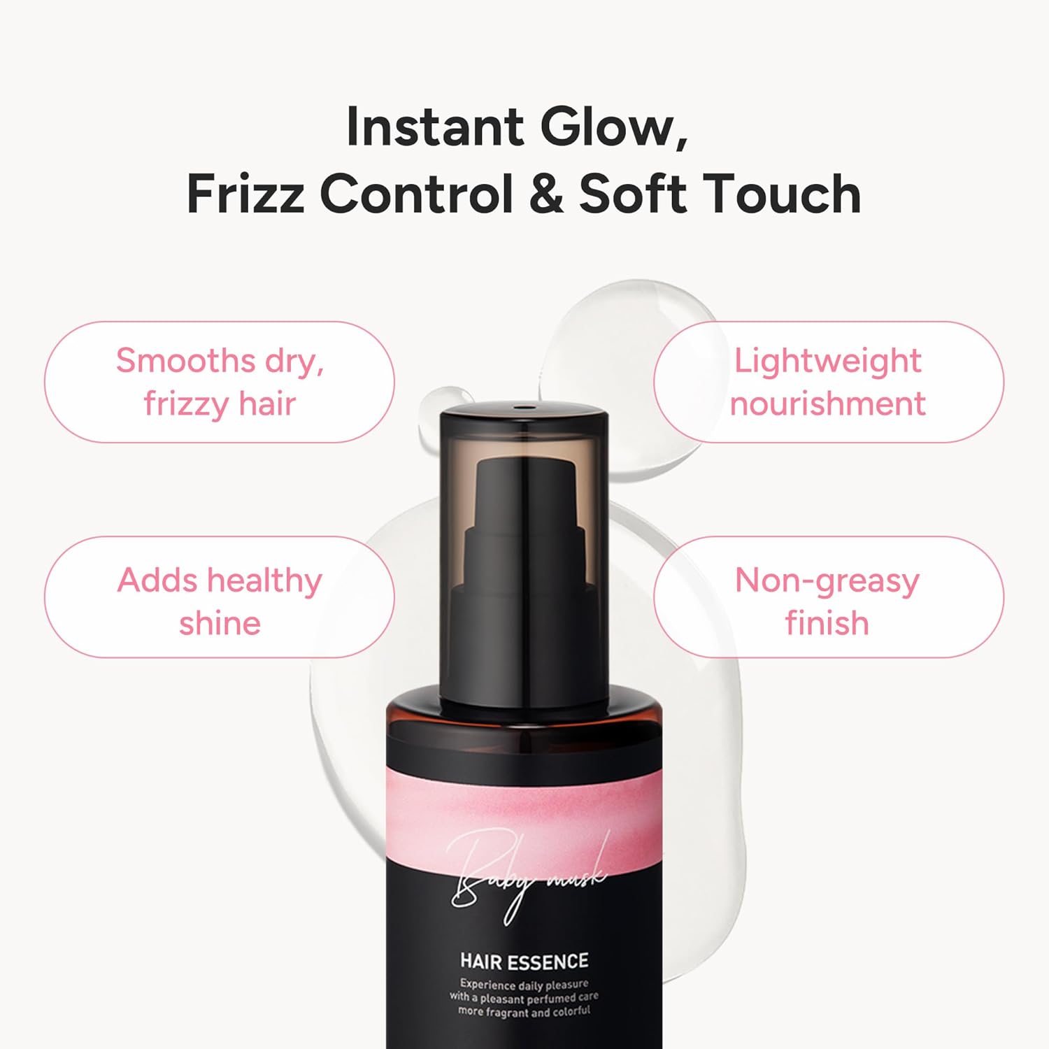 2-in-1 Korean Hair Perfume Oil & Serum with Moroccan Argan Oil & 12 Amino Acids for Dry, Damaged, Glass Hair Shine & Frizz-Control – Paraben & Alcohol-Free – Baby Musk, 100ml / 3.38 fl oz - Image 4