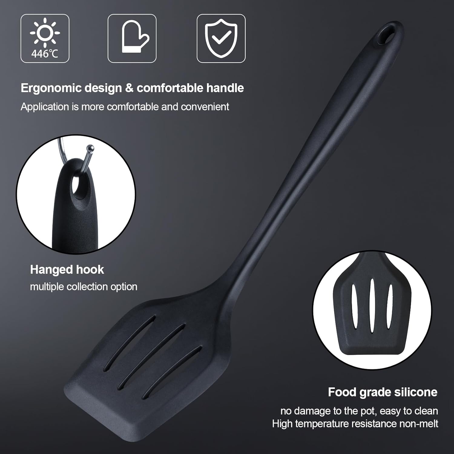 RAXCO Kitchen Utensils Set For Cooking-7 Cooking Utensils,5 Kitchen Utensils,6 Knife set,utensilios de cocina(18-in-1) (Black) - Image 5