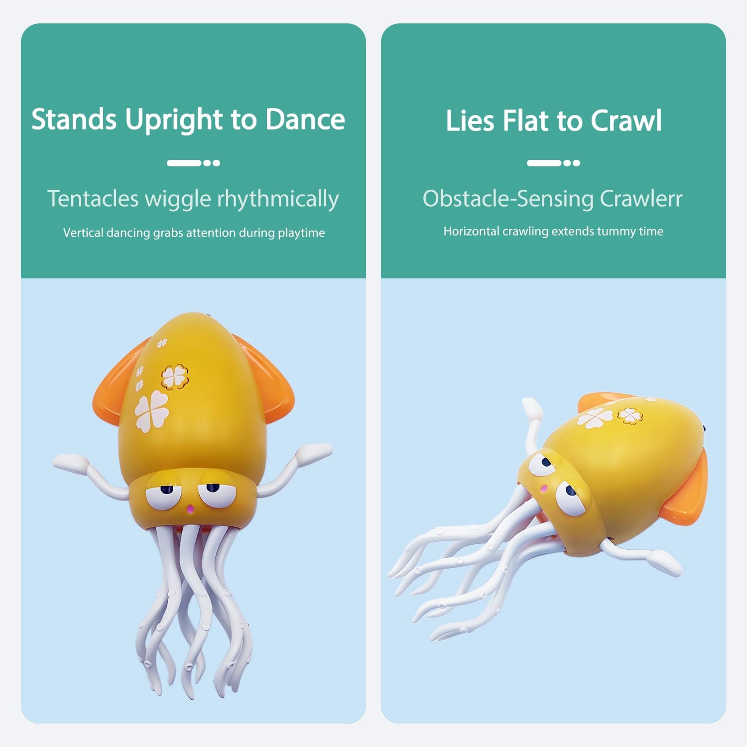 Baby Stocking Stuffers 6-12 12-18 Months Boys Girls, Tummy Time Musical Crawling Dancing Squid Octopus Toy for 1 2 3 4 5 Year Old Kid, Toddler Birthday Christmas Gifts for Grandkids - Image 3