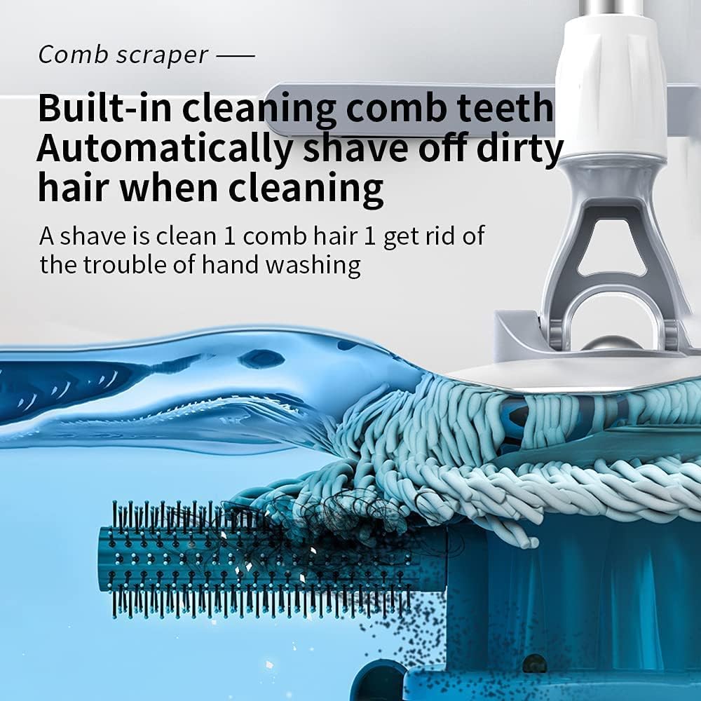 Spin Mop Bucket Deluxe 360 Spinning Floor Cleaning System with 6 Microfiber Replacement Head Refills,62" Extended Handle,4X Wheel for Home Cleaning - Image 3