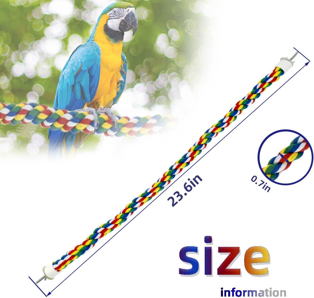 Bird Bungee Climbing Swing - Colorful Parakeet Rope Perch (23.6 Inches) - Image 6