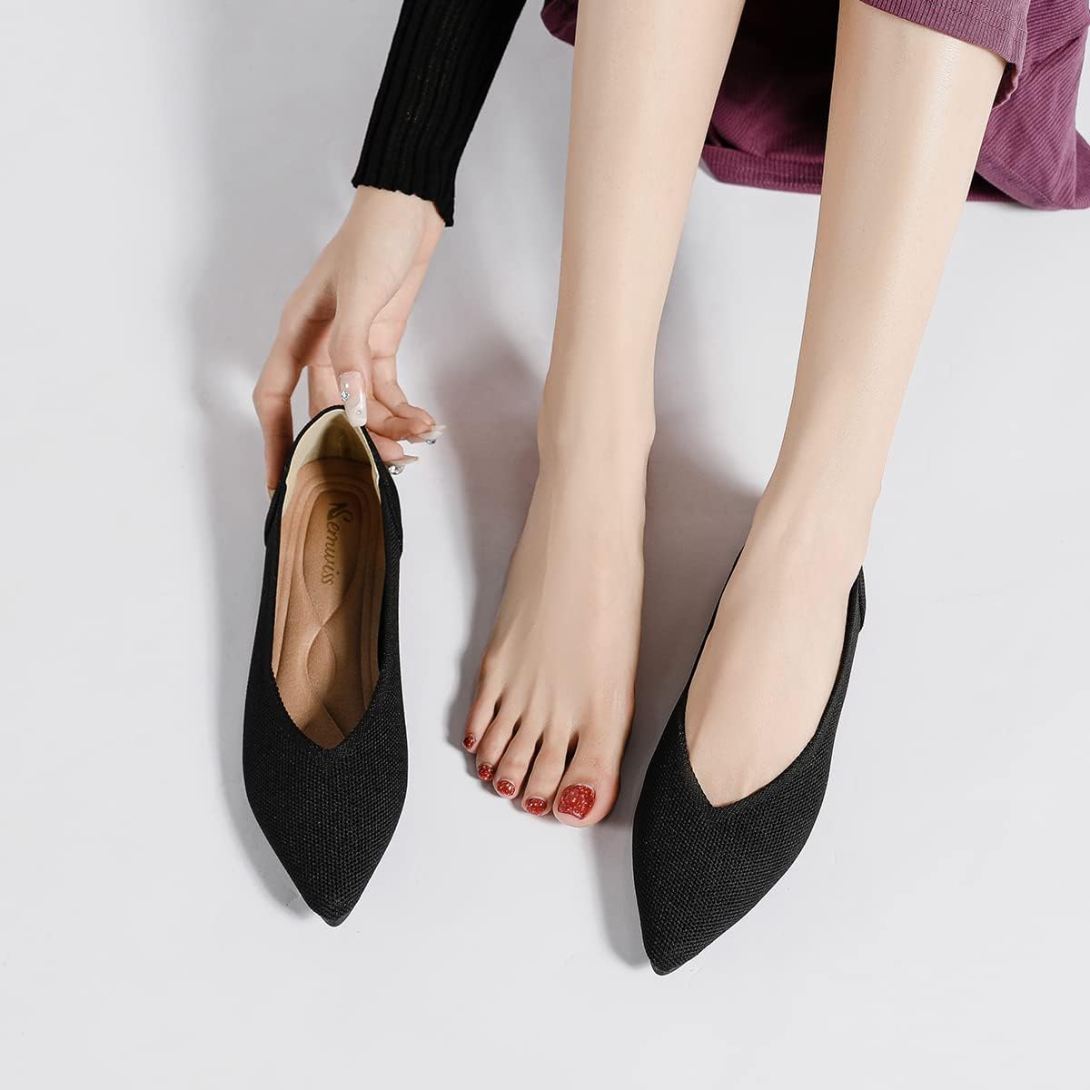 Semwiss Women's Ballet Flats Comfortable Casual Dressy Shoes,Work Flats Office Shoes Pointed Toe Leopard Flats. - Image 5