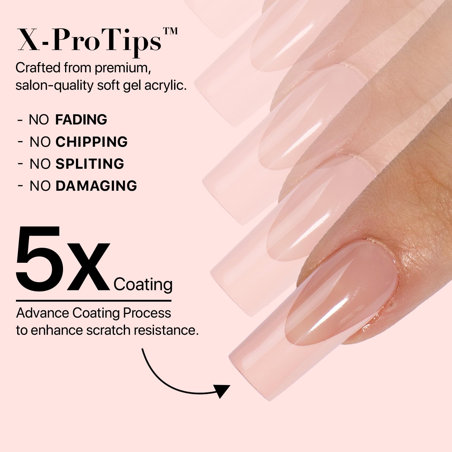 SXC Cosmetics French Tip Press On Nails - Skin Tone Nude and Color Series, Medium Square X-Pro Tips Starter Kit ST117KIT - Image 7