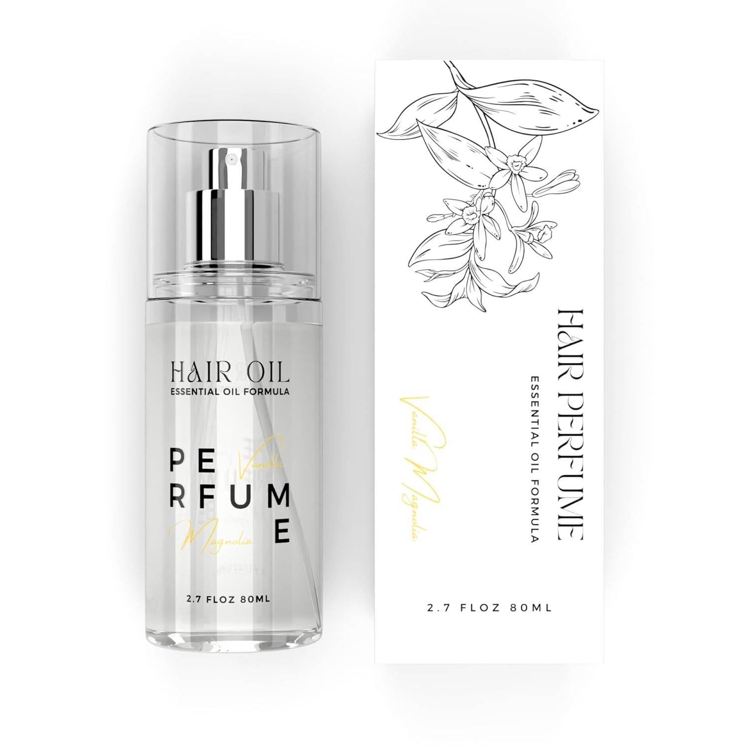 Hair Perfume Oil for Women (Vanilla Magnolia), Argan Oil Heat Protection Spray for Dry, Damaged, Firzzy Hair Care, Long Lasting Fragrance Mist with Keratin & Elastin for Nourishing & Smooth 2.7 fl oz