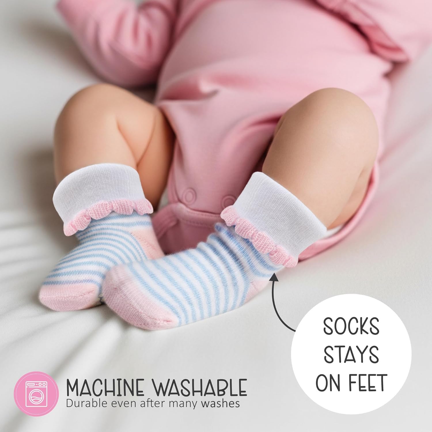 Baby Socks Cotton For Girls 12 Pairs – Soft And Comfortable Baby Girl Socks 0-6 Months, Adorable Sock Shoes For Baby Girl, Gift For Newborns - Image 6