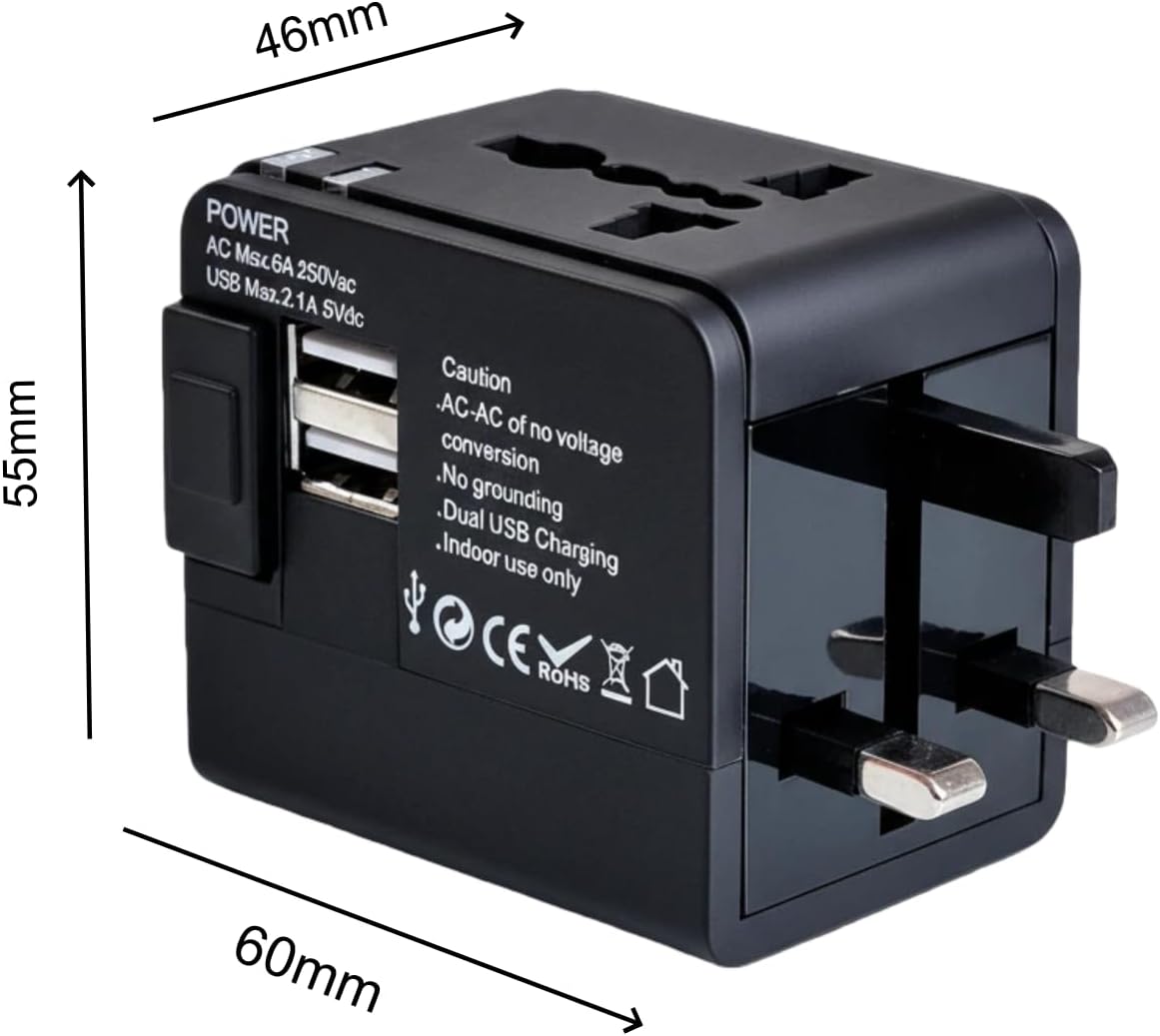 Universal Travel Adapter, 2026 Ultra-Slim 25W PD Fast Charger, 4-Port (1 AC/1 USB-A/2 USB-C) International Power Adapter, Worldwide Plug Adapter for EU/UK/AU/Asia, Travel Essentials for 200+ Countries - Image 5