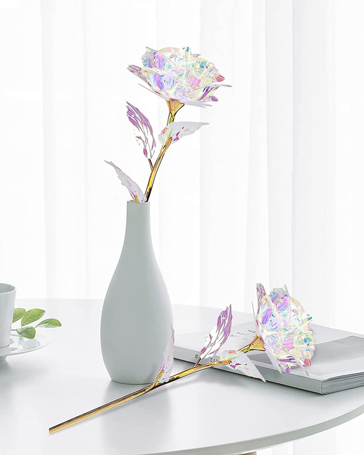 Mothers Day Mom Gifts for Women Grandma, Artificial Forever Birthday Flowers Galaxy Glass Eternal Roses with Heart Shaped Crystal Vase, Mother's Day Anniversary Wedding Rose Gifts for Wife Sister - Image 8