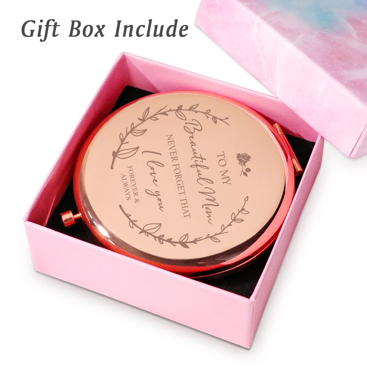 Mom Gifts from Daughter Son, Personalized Gifts for Mom Mother, Custom Engraved Compact Mirror for Christmas Stocking Stuffers Secret Santa Birthday - Image 5