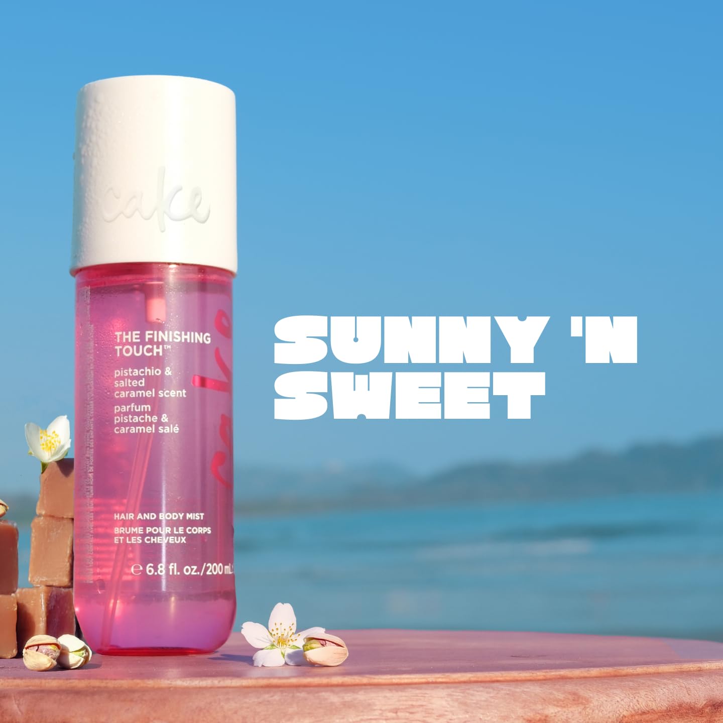 Cake Beauty Hair & Body Mist, The Finishing Touch - Pistachio & Salted Caramel Scent - Infused with Vitamin E & Argan Oil - For All Skin & Hair Types - 6.8 Fl Oz / 200 mL - Image 6