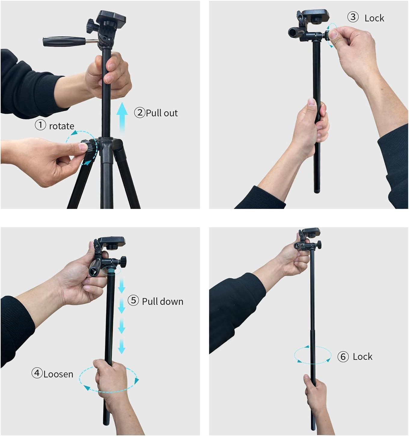 71″ Camera Tripod Aluminum Tall Tripod Stand Compatible with Canon Nikon with Wireless Remote Phone Holder and Bag Max Load 6.6 LB - Image 9