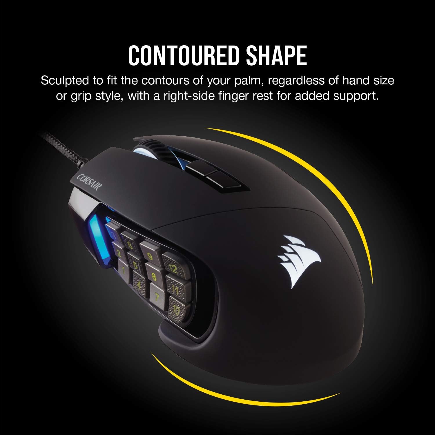 Corsair Scimitar RGB Elite Wired MOBA/MMO Gaming Mouse – 18,000 DPI – 17 Programmable Buttons – iCUE Compatible – PC, Mac, PS5, PS4, Xbox – Black - Image 5