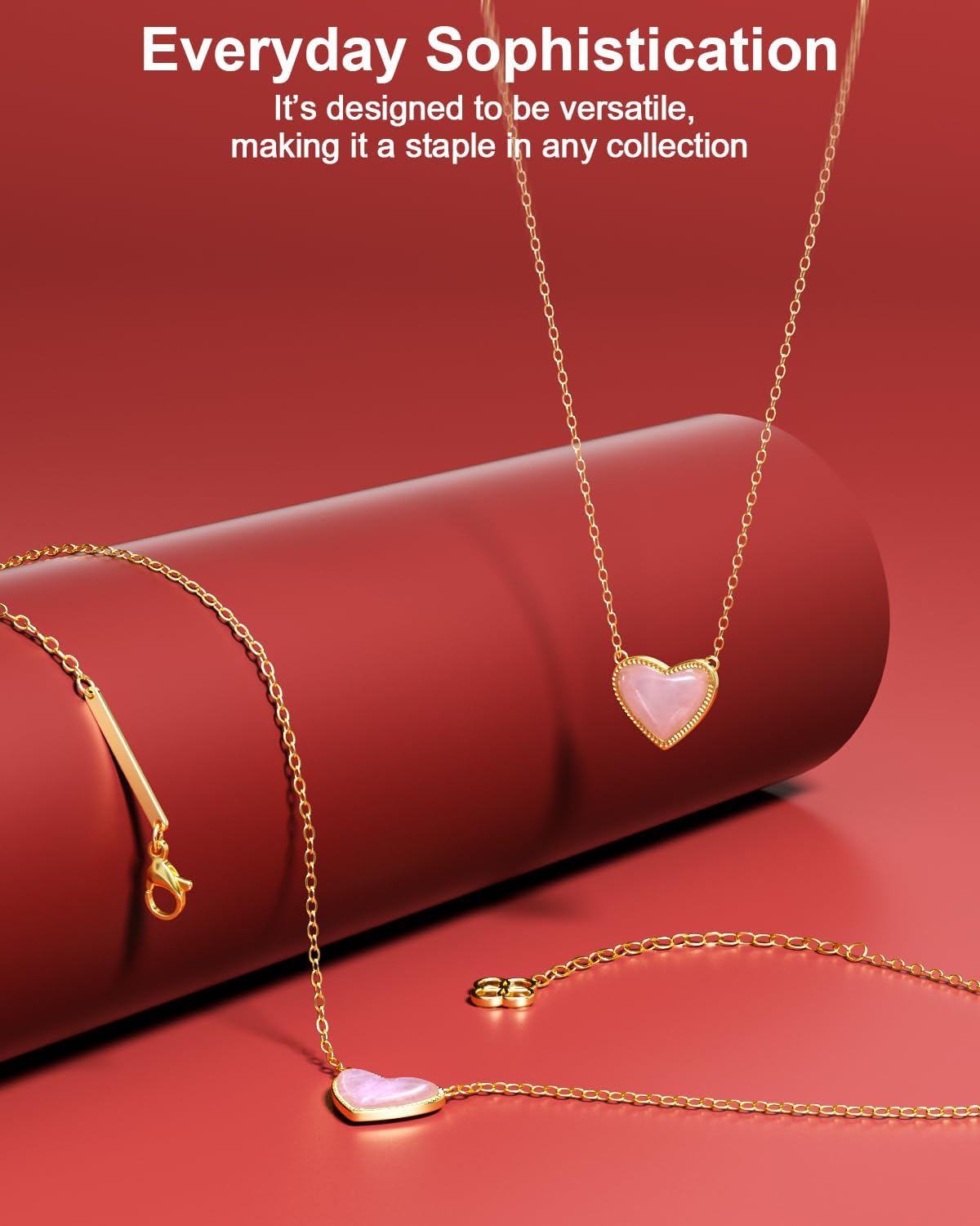 AICase 18K Gold Plated Heart Pendant Necklace for Women,Fashion Dainty Simple Adjustable Length Jewelry,Anniversary Birthday Gifts for Women/MoM/Sister/Friends/Her/Wife/Grandma/Coworker - Image 2