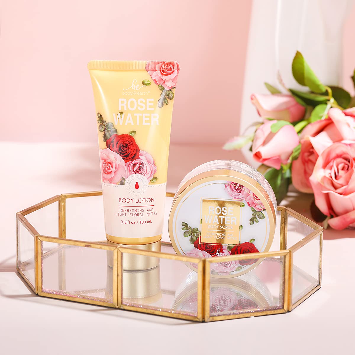Mothers Day Gifts for Mom, Spa Birthday Gift Baskets for Women Her Wife Girlfriend, with Rose Scented Shower Gel, Body Scrub, Body Lotion, Hand Soap - Image 4